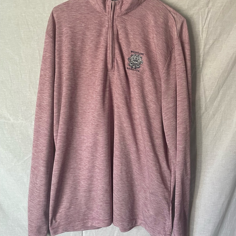 Three quarter zip long sleeve golf shirt w/Whistling Straights golf course logo